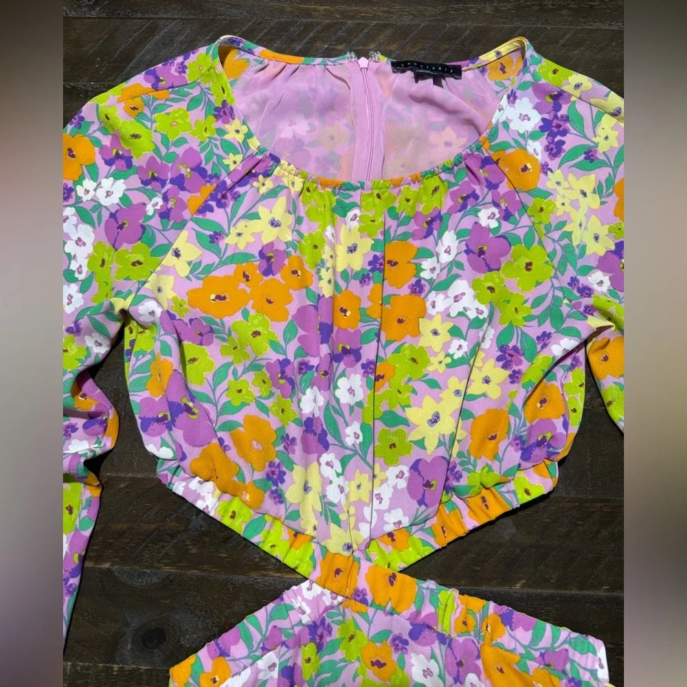 Sanctuary Fresh Garden Vibrant Floral Cutout Mini Dress XS Summer Easter Spring - Picture 9 of 15